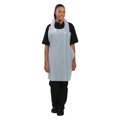 Tabliers jetables en polyéthylène blancs 14,5 microns (Lot de 100)