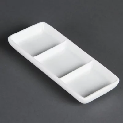 Plat à 3 compartiments blanc Olympia (Lot de 12)