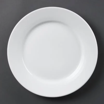 Assiettes à bord large blanches Olympia 250mm (Lot de 12)
