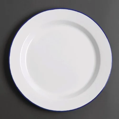 Assiette plate en acier émaillé Olympia 300mm lot de 6