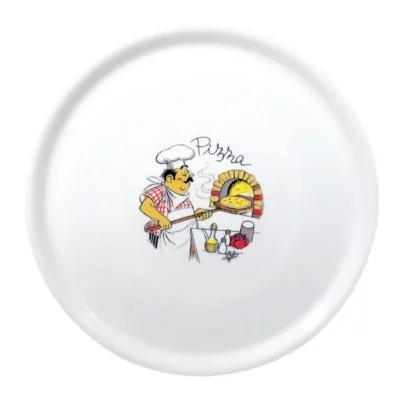 Assiettes à pizza en porcelaine 33 cm Saturnia décor Chef (lot de 6)