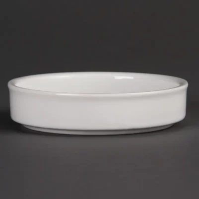 Plats empilables en porcelaine blanche Olympia 102mm (Lot de 6)