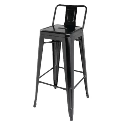 Tabourets hauts en acier noir avec dossier Bolero Bistro (lot de 4)