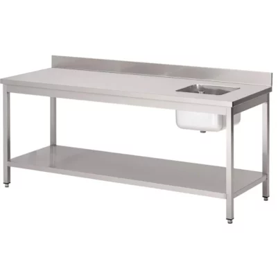 Table du chef avec bac à droite et dosseret Gastro M 850x2000x700mm