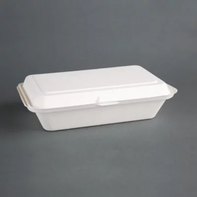 Barquettes à charnière en bagasse compostables Fiesta Compostable 24,8 cm (x250)