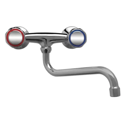 Robinet mélangeur bi-trou modèle lourd 3/4" fixation murale col haut 250 mm Gastro M