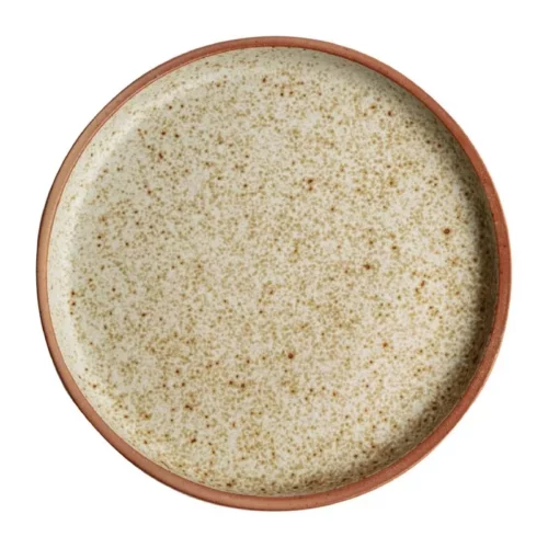 Assiettes plates bord droit beige moucheté Olympia Canvas 25 cm  (Lot de 6)