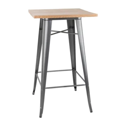 Mange-debout gris avec plateau en bois Bolero Bistro