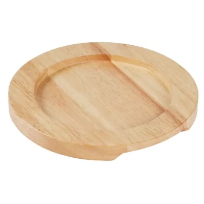Support en bois clair pour plat rond en fonte avec oreilles GJ554 Olympia