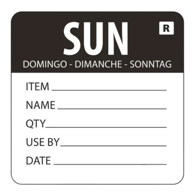 Etiquette amovible Hygiplas jour de la semaine Dimanche (Lot de 500)