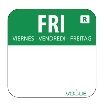 Etiquettes alimentaires code couleur vert Hygiplas vendredi 24mm (Lot de 1000)