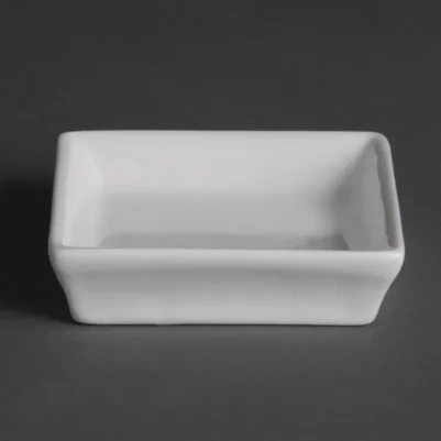 Mini plats carrés blancs Olympia 80mm (Lot de 12)