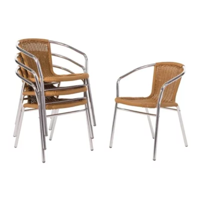 Fauteuils en rotin et aluminium empilables Bolero (Lot de 4)