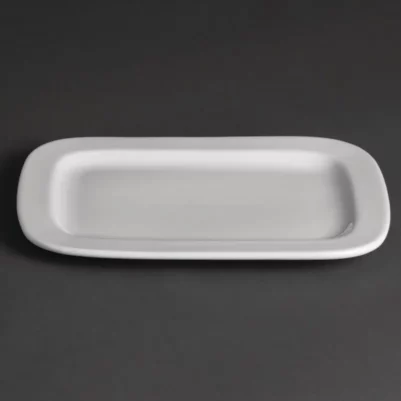 Assiettes rectangulaires arrondies Olympia Whiteware 230mm (lot de 12)
