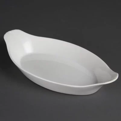 Plats ovales à oreilles blancs Olympia 290 x 166mm (Lot de 6)