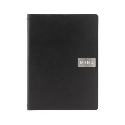 Protège-menu en cuir recyclé brut Securit Gamme Leather A4 noir