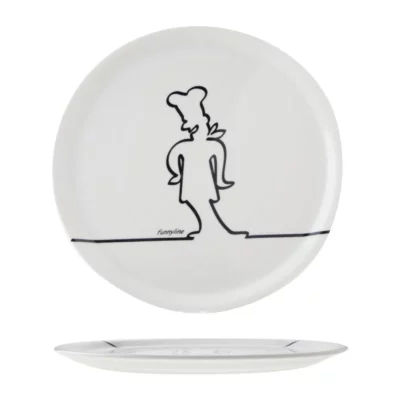Assiettes à pizza 31cm Cosy & Trendy dessin noir funnyline (lot de 6)