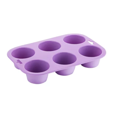 Moule 6 muffins flexible en silicone Hygiplas violet