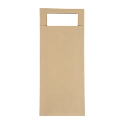 Pochettes à couverts kraft avec serviette blanche Europochette (lot de 500)