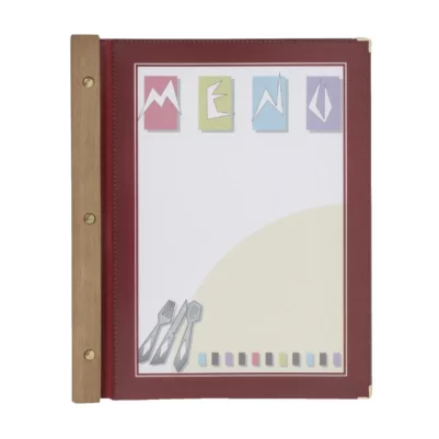 Protège-menus en bois Securit rouge foncé A4