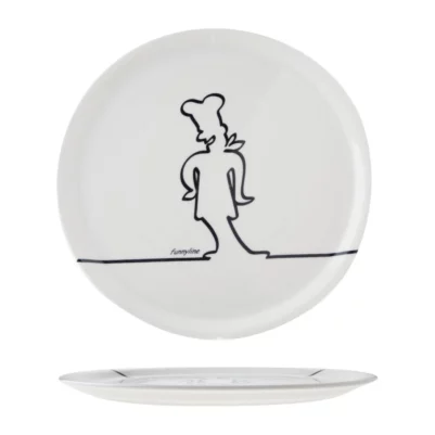 Assiette à pizza blanche avec silhouette noire Cosy & Trendy 31cm