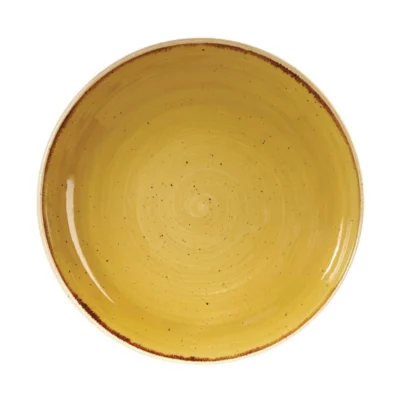Assiettes coupes rondes Churchill Stonecast Mustard Seed Yellow 248mm (Lot de 12)