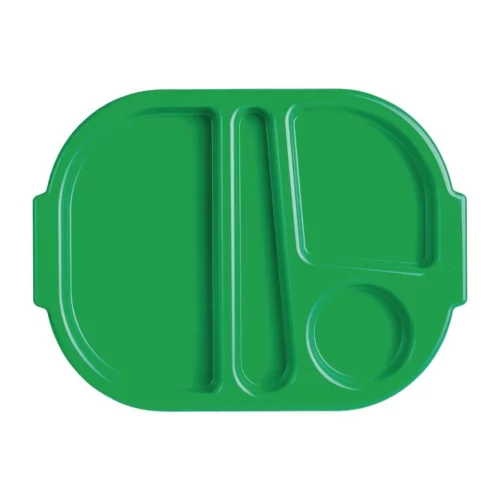 Petits plateaux repas à compartiments en polypropylène Olympia Kristallon verts 321mm (Box 10)
