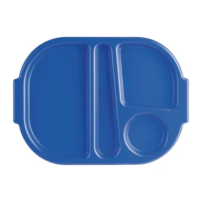 Grands plateaux repas à compartiments en polypropylène Olympia Kristallon bleus 375mm (Box 10)