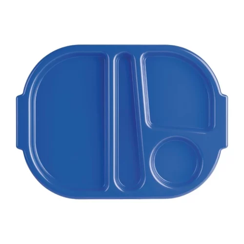 Grands plateaux repas à compartiments en polypropylène Olympia Kristallon bleus 375mm (Box 10)
