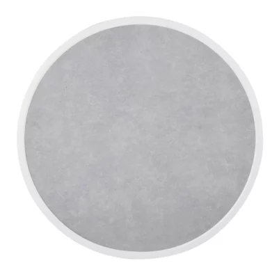 Plateau de table extérieur rond en verre trempé Bolero effet pierre gris clair bord blanc 580 mm