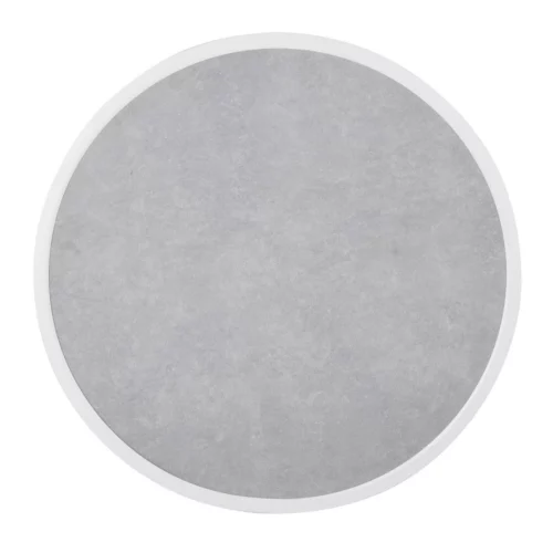Plateau de table extérieur rond en verre trempé Bolero effet pierre gris clair bord blanc 580 mm