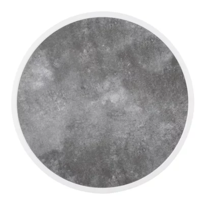 Plateau de table extérieur rond en verre trempé Bolero effet pierre foncée bord blanc 580mm