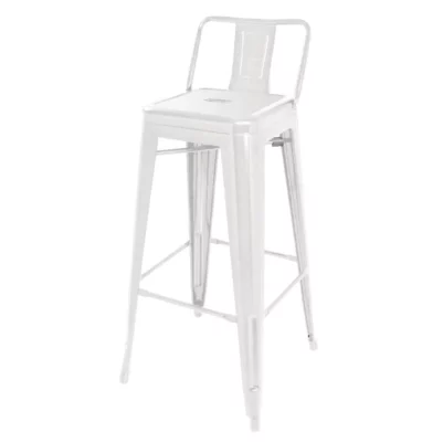 Tabouret haut Bolero Bistro en acier avec dossier blanc (lot de 4)