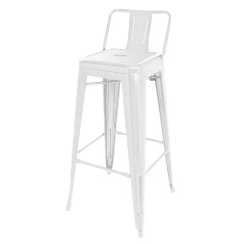 Tabouret haut Bolero Bistro en acier avec dossier blanc (lot de 4)