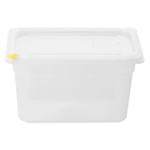 Bacs PP Hygiplas Click GN 1/4 avec couvercles et 7 clips de couleur 150mm 3,7L (lot de 4)