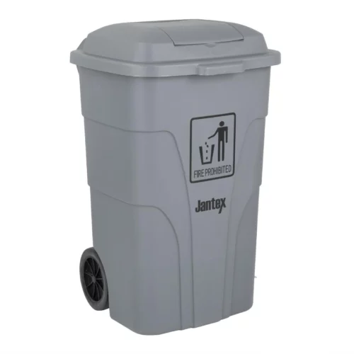 Poubelle à roulettes  avec pédale Jantex 120L grise