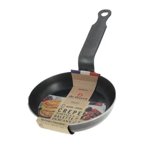 Poêle à blinis en tôle d'acier bleuie De Buyer 12 cm