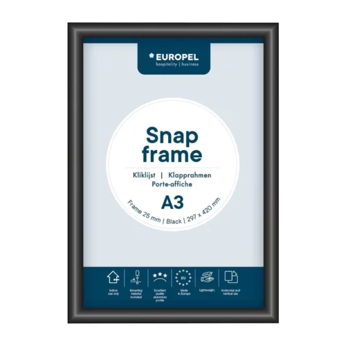 Cadre clipsable Europel A3 25mm noir