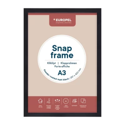 Cadre clipsable Europel A3 25mm noir mat
