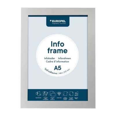 Cadres d'affichage autocollants Europel A5 argent (lot de 2)