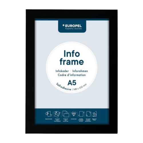 Cadres d'affichage autocollants Europel A5 noirs (lot de 2)