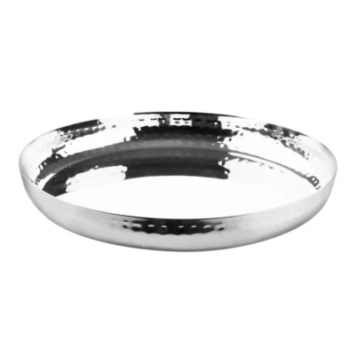 Plat rond en acier inoxydable martelé Olympia 260x35mm