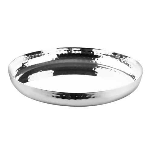 Plat rond en acier inoxydable martelé Olympia 260x35mm