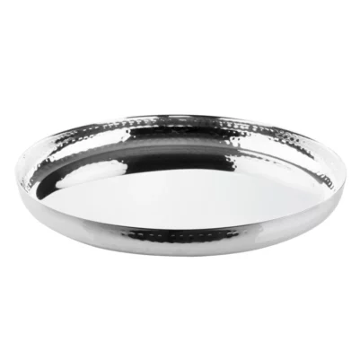 Plat rond en acier inoxydable martelé Olympia 320x35mm