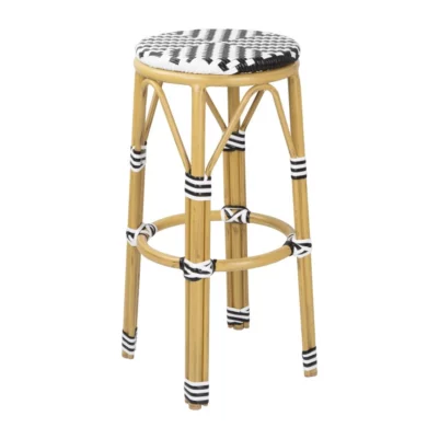 Tabourets de bar en rotin PE style parisien Bolero noirs (lot de 2)