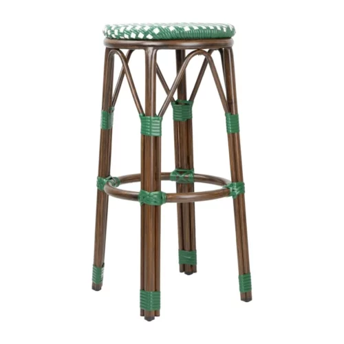 Tabourets de bar Parisian Style PE Rattan Bolero bois foncé verts (Lot de 2)