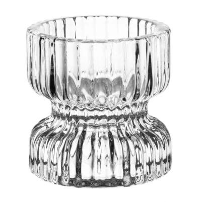 Photophores/bougeoirs en verre nervuré Olympia 52x52mm (lot de 6)