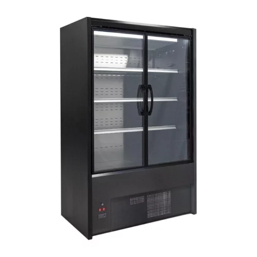 Vitrine libre-service réfrigérée Zoin Cervinho noire avec portes battantes 1200mm